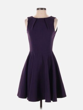 Closet Dark Purple Sleeveless Fit-and-Flare Mini Dress